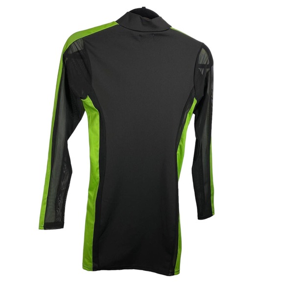Superdown Mesh Long Sleeve 1/4 Zip Bodycon Mini Dress Black Green Womens Small - Picture 6 of 12